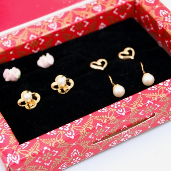 4 Piece Gold -Colored Earring Set - Picture 5 of 5